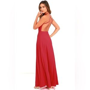 Pleasantly Surprised Red Backless Maxi Dress